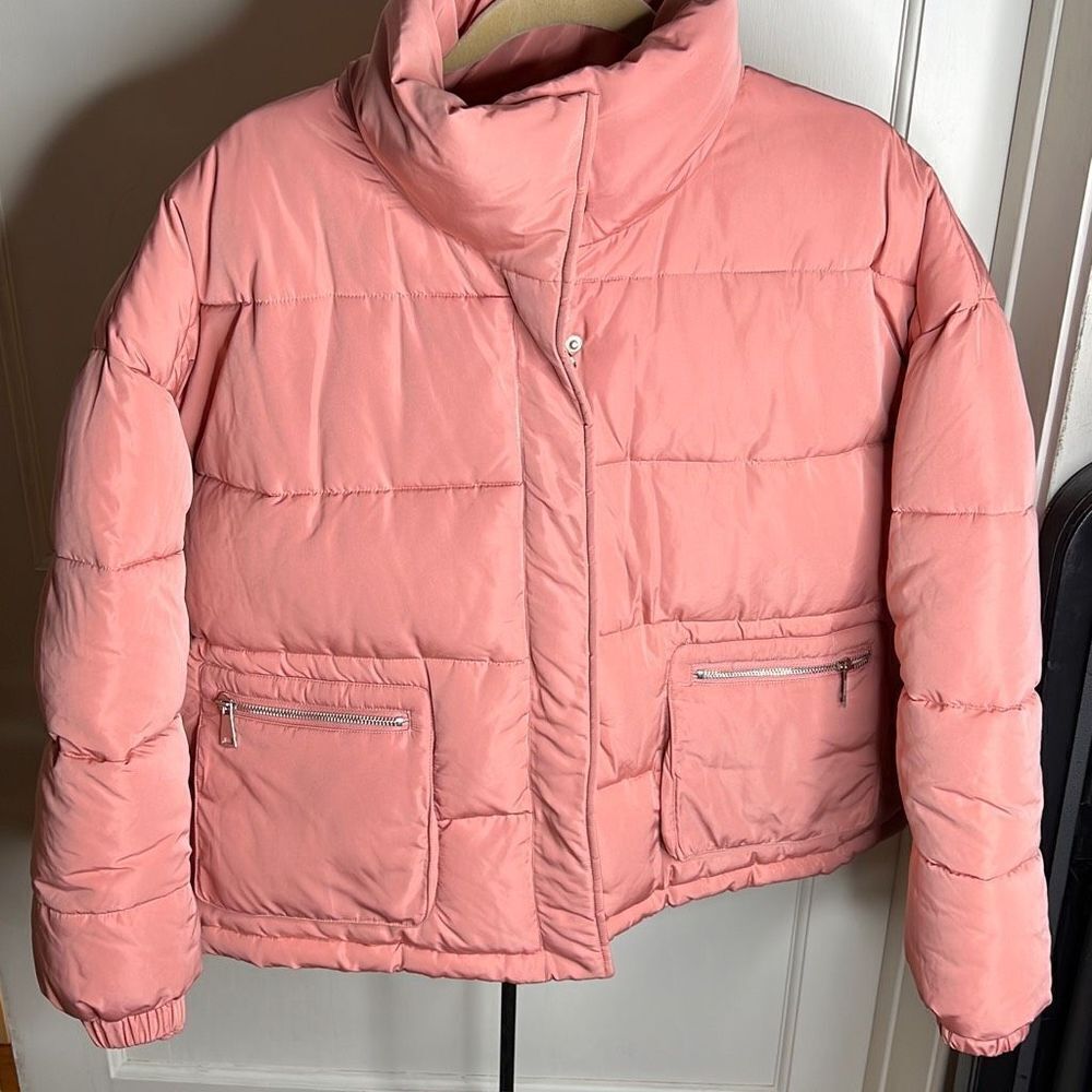 Pink blush puffer bubble zip up jacket Size Large New - Picture 8 of 9